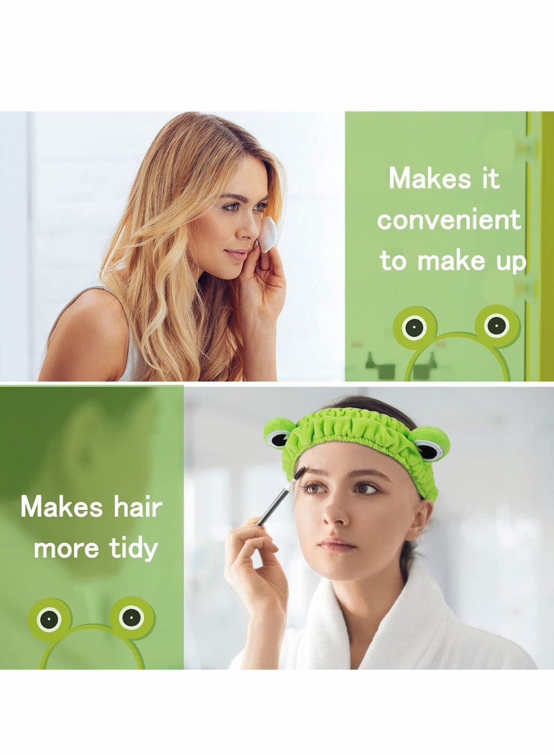Excefore Cute Green Frog Headband and Headwrap, Elastic Hair Accessories for Girls, Women, Face Washing, Shower, Sports, Yoga, Beauty, and Skincare - Image 2