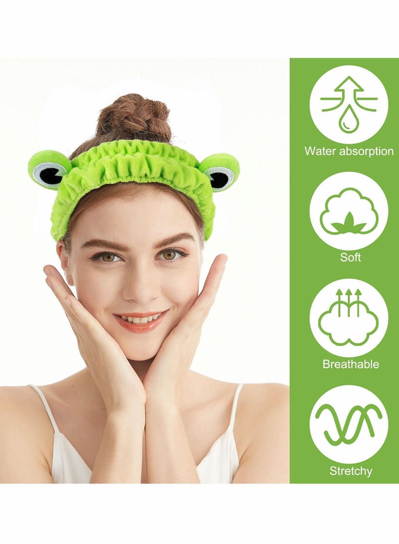 Excefore Cute Green Frog Headband and Headwrap, Elastic Hair Accessories for Girls, Women, Face Washing, Shower, Sports, Yoga, Beauty, and Skincare - Image 3