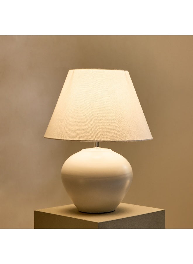 Home Box مصباح طاولة سيراميكي مع ظل من الكتان - أبيض - Image 2