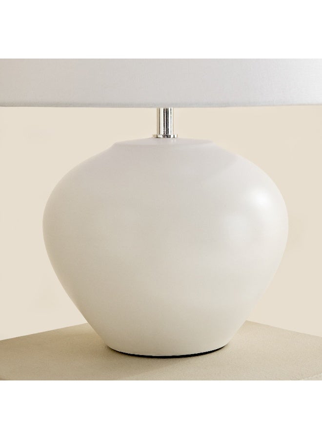 Home Box مصباح طاولة سيراميكي مع ظل من الكتان - أبيض - Image 4