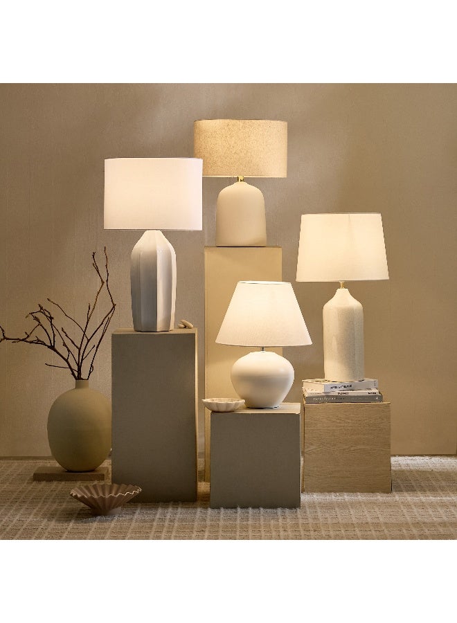 Home Box مصباح طاولة سيراميكي مع ظل من الكتان - أبيض - Image 5