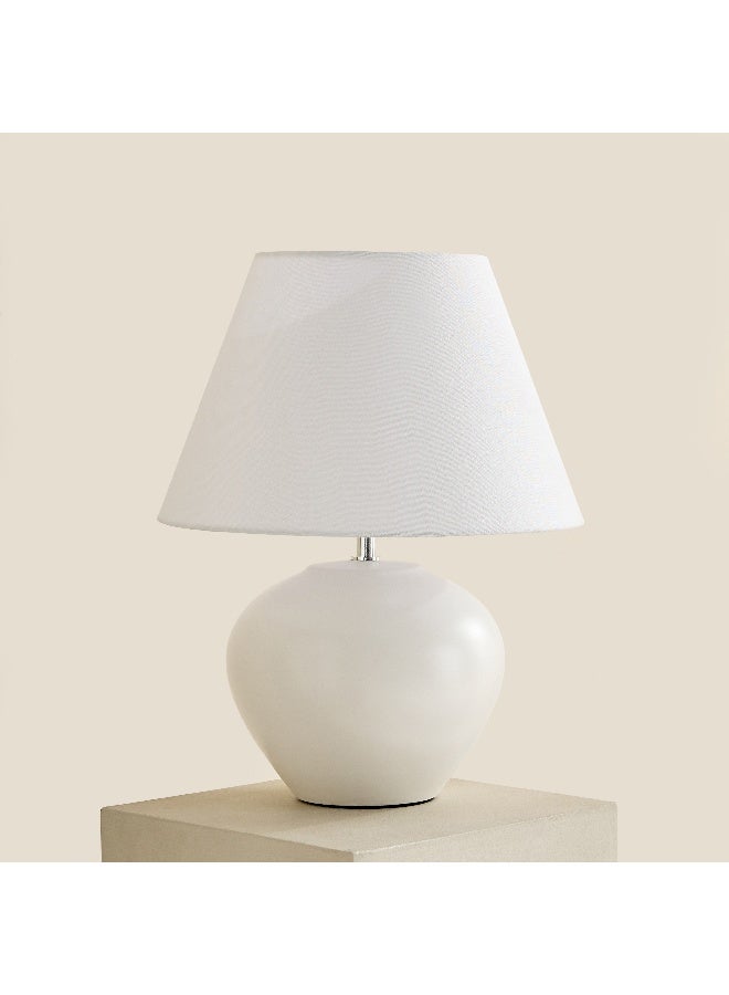 Home Box مصباح طاولة سيراميكي مع ظل من الكتان - أبيض - Image 1