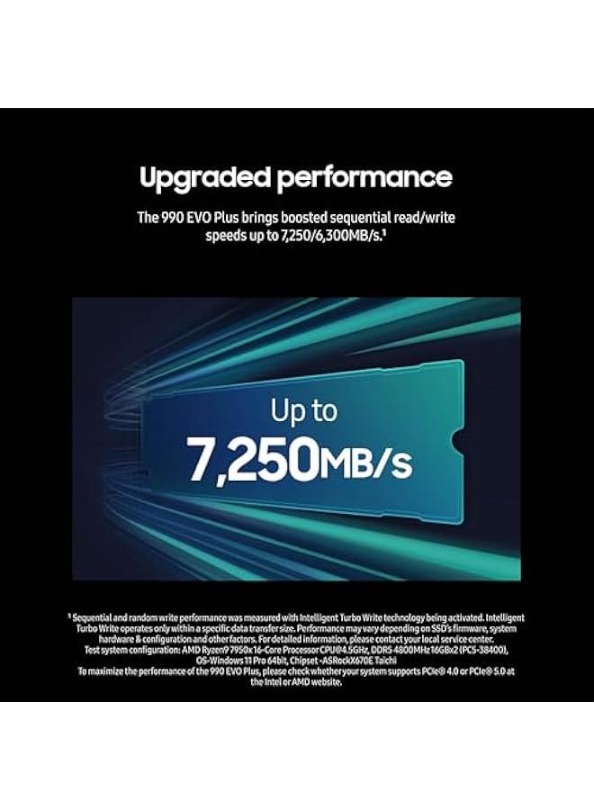 Arabest 2TB Samsung 990 EVO Plus SSD, PCIe Gen 4x4, M.2 2280, Speeds Up to 7,250 MB/s, Upgrade Storage for PCs/Laptops, HMB Technology, Intelligent Turbowrite 2.0 (MZ-V9S2T0B/AM)  - Image 4