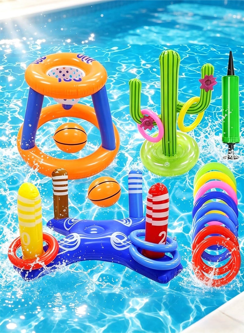 Topyich 13pcs Pool Toy Set with Hand Pump, Floats Accessories for Kids Adults and Family Swimming Water Fun,Great Playmate in Summer - Image 1