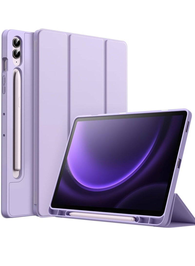 Raxoom Case for Samsung Galaxy Tab S9 FE+ / S9 FE Plus 12.4-Inch â€“ Soft TPU Tri-Fold Stand Protective Cover with S Pen Holder, S Pen Charging Support, Auto Wake/Sleep (Light Purple) - Image 1