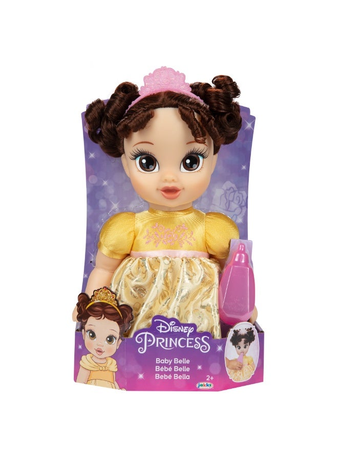 Disney Princess دمية بيبي ديزني برينسيس ديلوكس بيل، 12 بوصة | دمية أزياء | دمية قابلة للجمع | لعب تمثيلي | تنكر | هدية للأطفال - Image 1
