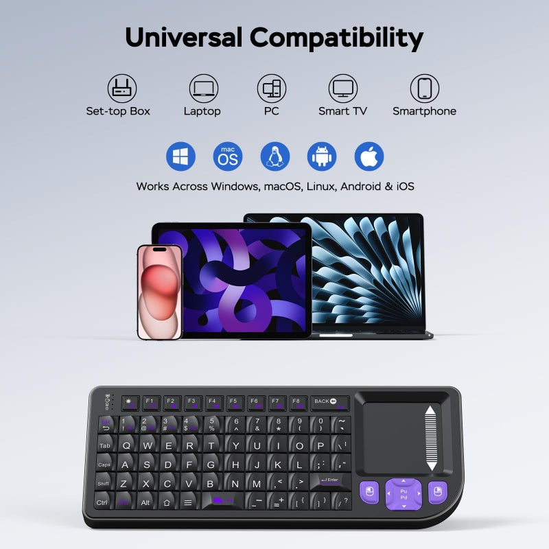 Miritz Mini Keyboard with Touchpad, Mini Bluetooth Keyboard, Compact Portable with Aluminum Frame, Rechargeable, Compatible with iPad, Mac, PC, Ideal for Travel, Office, and Home Use (Black) ï»¿ - Image 4