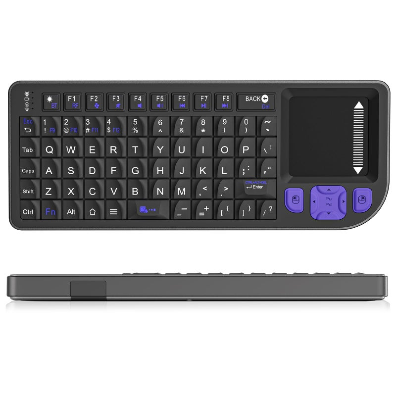 Miritz Mini Keyboard with Touchpad, Mini Bluetooth Keyboard, Compact Portable with Aluminum Frame, Rechargeable, Compatible with iPad, Mac, PC, Ideal for Travel, Office, and Home Use (Black) ï»¿ - Image 1