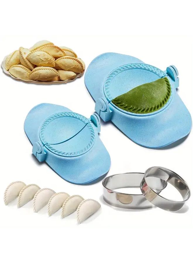 Blue Dumpling Maker Set 2 Sizes Plastic Mold For Pierogi Pastelitos Calzones - Image 1