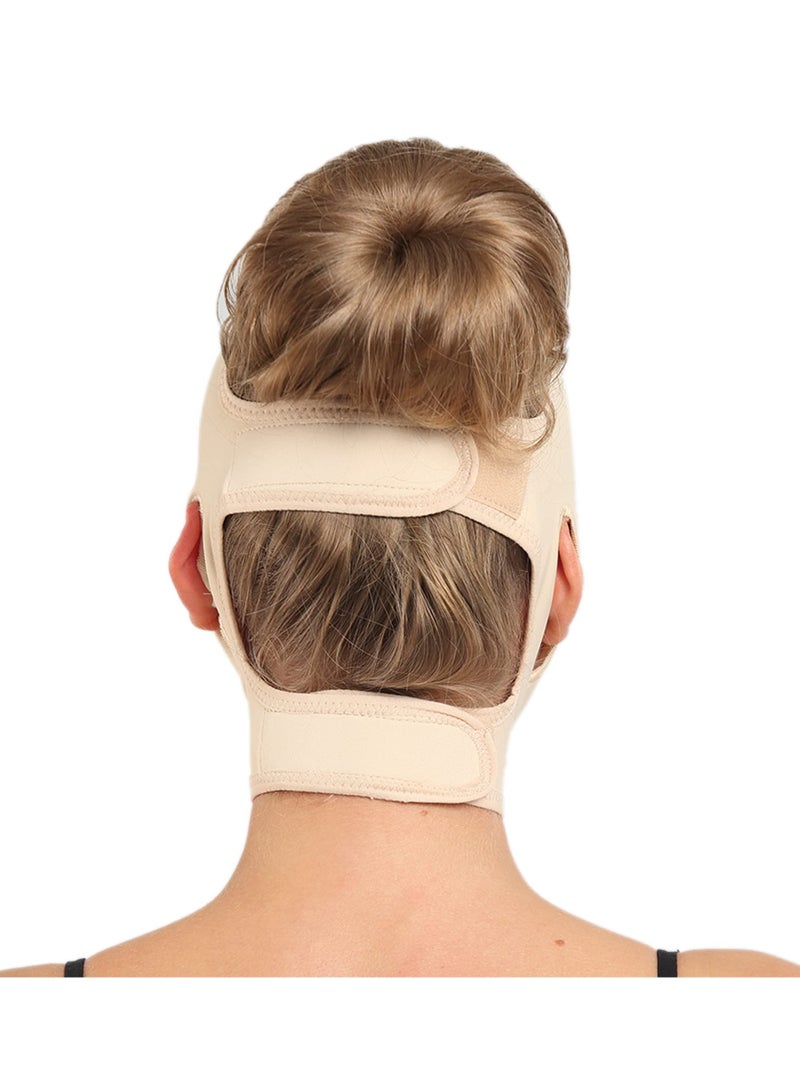 SOLARAE Neck Chin Compression Garment Strap Bandage, Face Slimmer, Double Chin Wrap (M, Beige) - Image 5