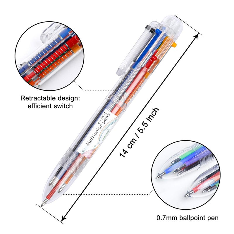 Shuttle Art Multicolor Pen, 1 Pcs 6-in-1 Multi Color 0.7mm Retractable Ballpoint Pens for Office School Supplies Students Children Gift - Image 5
