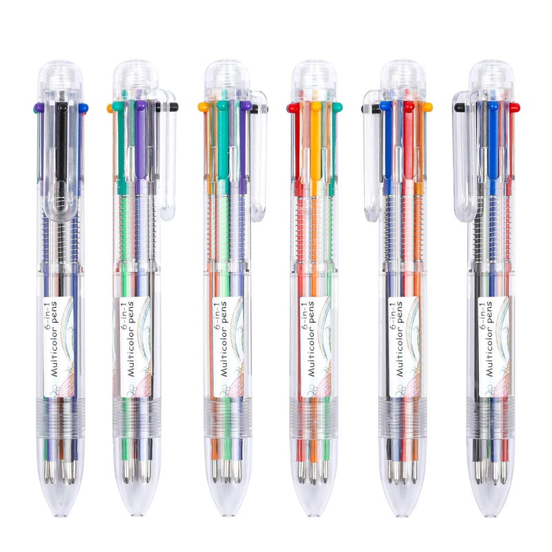 Shuttle Art Multicolor Pen, 1 Pcs 6-in-1 Multi Color 0.7mm Retractable Ballpoint Pens for Office School Supplies Students Children Gift - Image 1