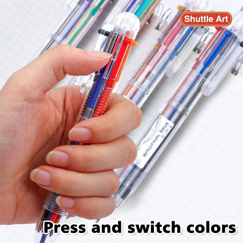 Shuttle Art Multicolor Pen, 1 Pcs 6-in-1 Multi Color 0.7mm Retractable Ballpoint Pens for Office School Supplies Students Children Gift - Image 4