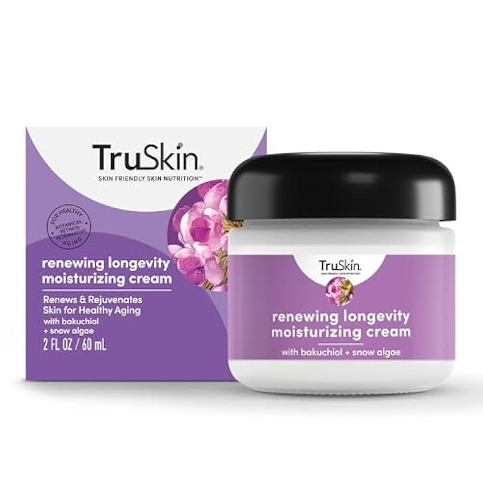 TruSkin Longevity Moisturizing Cream – Revolutionary Face Moisturizer with Bakuchiol & Snow Algae – Healthy Aging Gentle Retinol Alternative, Firmer-Looking Skin, 2 fl oz - Image 1
