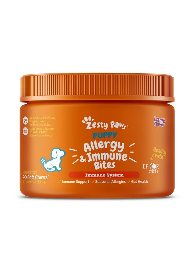 Zesty Paws Dog Allergy Relief  Anti Itch Supplement  Omega 3 Probiotics For Dogs  Digestive Health  Soft Chews For Skin & Seasonal Allergies  With Epicor Pets  Puppy  Lamb  90 Count  - Image 1
