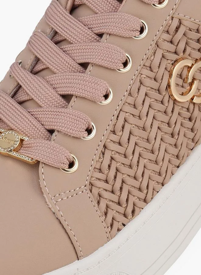 Celeste TAUPE Women Weave Textured Lace-Up Sneakers for Women | Best Price UAE