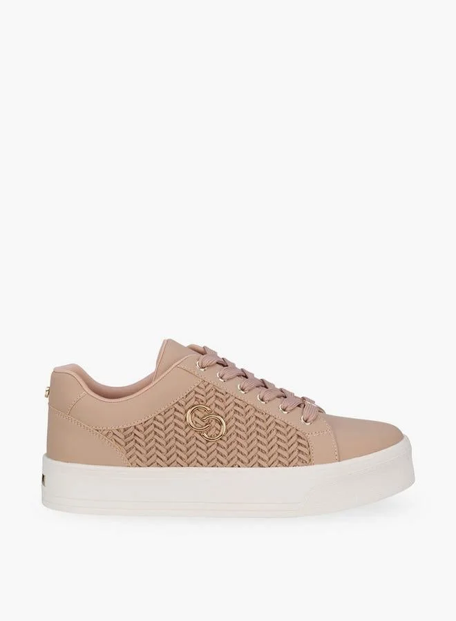 Women Weave Textured Lace-Up Sneakers