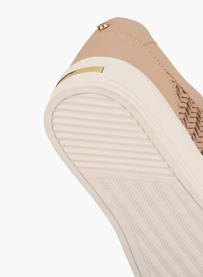 Celeste TAUPE Women Weave Textured Lace-Up Sneakers for Women | Best Price UAE