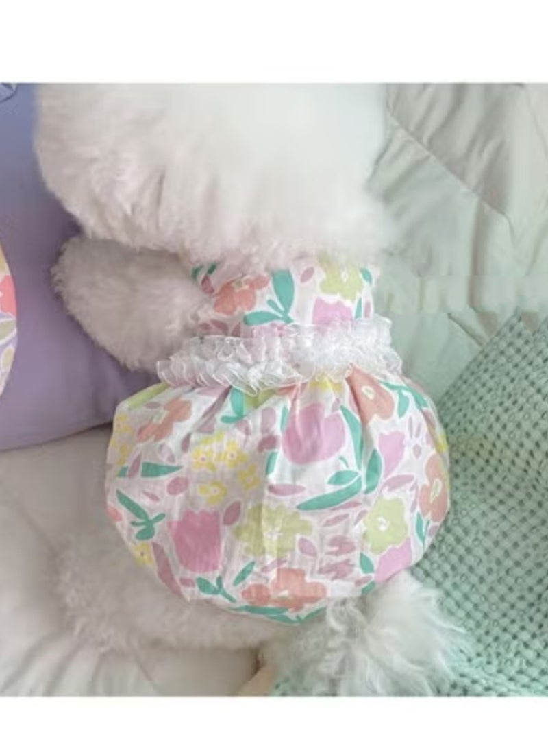 A.M Korean Floral Dress For dog And Cat Pink Dog dress - Image 3