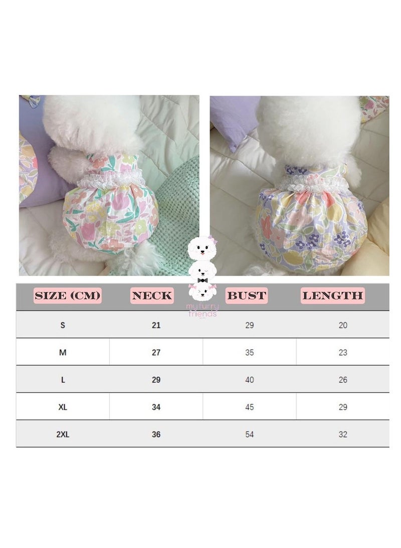 A.M Korean Floral Dress For dog And Cat Pink Dog dress - Image 4