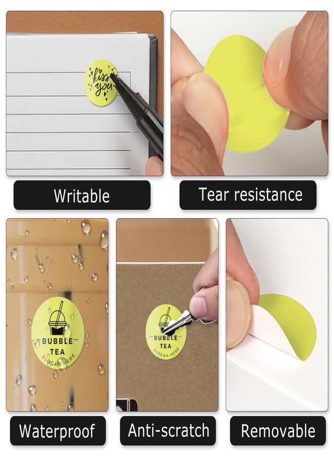 YIKIADA Yellow Round Thermal Labels 1 Inch Waterproof Vinyl Stickers 500 PCS - Image 3