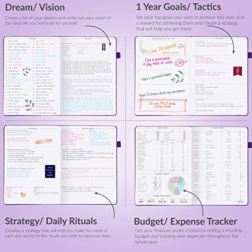 GoGirl Planner PRO - Undated Horizontal Layout Weekly Planner and Organizer + Budgeting and Expense Tracking Pages, Goals Journal & Agenda, 7" x 10" Hardcover, Lasts 1 Year - Purple - Image 5