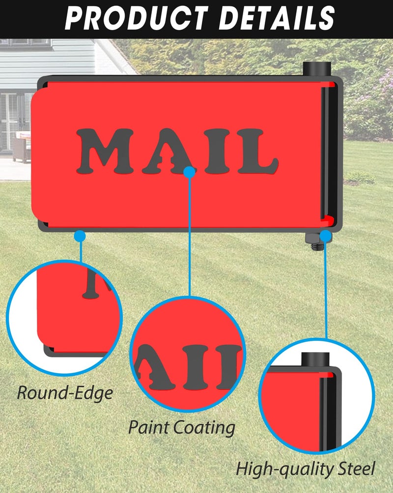 WIPHANY Mailbox Flag Replacement Kit Metal Front Mount Red Mailbox Flag for Brick, Stone Mailboxes | Mail Alert Flag | Stylish Mailbox Alert Flag Red Front Mount Replacement (Includes Screws & Adhesive) - Image 4