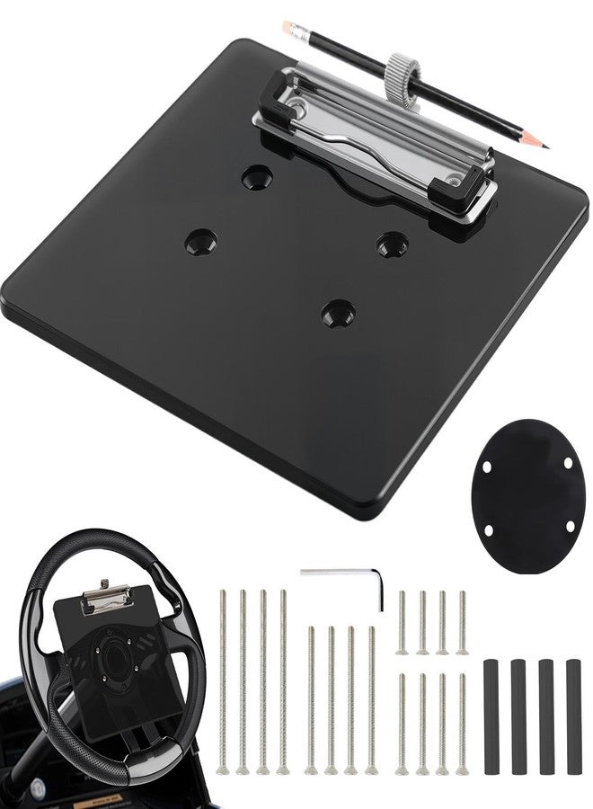 LEAPGOMAX Golf Cart Scorecard Holder with Pen Holder on Golf Cart Steering Wheel for EZGO Club Car Yamaha Golf Carts Black（Note Do Not Include Golf Cart Steering Wheel - Image 1
