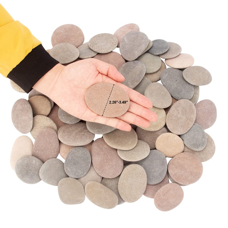 CFKJ [About 97 PCS - 102 PCS](18.2 Pounds) Painting Rocks,2.26"-3.49" River Rocks,Flat Stones,Craft Rocks,DIY Rocks - Image 3