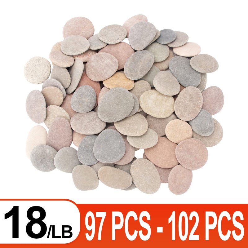 CFKJ [About 97 PCS - 102 PCS](18.2 Pounds) Painting Rocks,2.26"-3.49" River Rocks,Flat Stones,Craft Rocks,DIY Rocks - Image 2