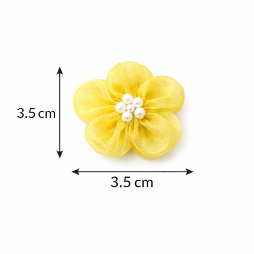 DaSync SYNC Yellow Flowers Decoration Craft Patches for Clothes 25 Pieces Artificial Blouse Hair Jewellery Imitation Dresses Dupatta Suits, Sarees Gowns Flower - Image 5