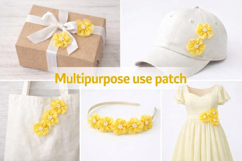 DaSync SYNC Yellow Flowers Decoration Craft Patches for Clothes 25 Pieces Artificial Blouse Hair Jewellery Imitation Dresses Dupatta Suits, Sarees Gowns Flower - Image 4