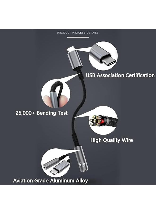 إيروريكس محول مقبس سماعة الرأس USB Type C Male إلى 3.5 مم كابل محول صوت رقمي DAC Decoder Chip محول كابل دونجل صوتي متوافق مع المزيد من أجهزة Type C  - Image 3