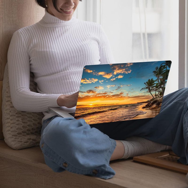 KEROM Compatible with MacBook Air 13 inch Case 2022 2021 2020 2019 2018 Release M1 A2337 A2179 A1932, Protective Plastic Hard Shell Case & Keyboard Cover, Has Logo Cutout, Beach Theme - Image 5