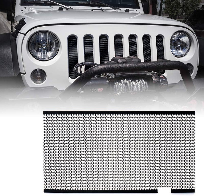 Xprite Black Aluminum Alloy Mesh Insert Compatible with Jeep Wrangler JK JKU 2007-2018 Original Front Hood Matte Grill Grille Grid - Image 1