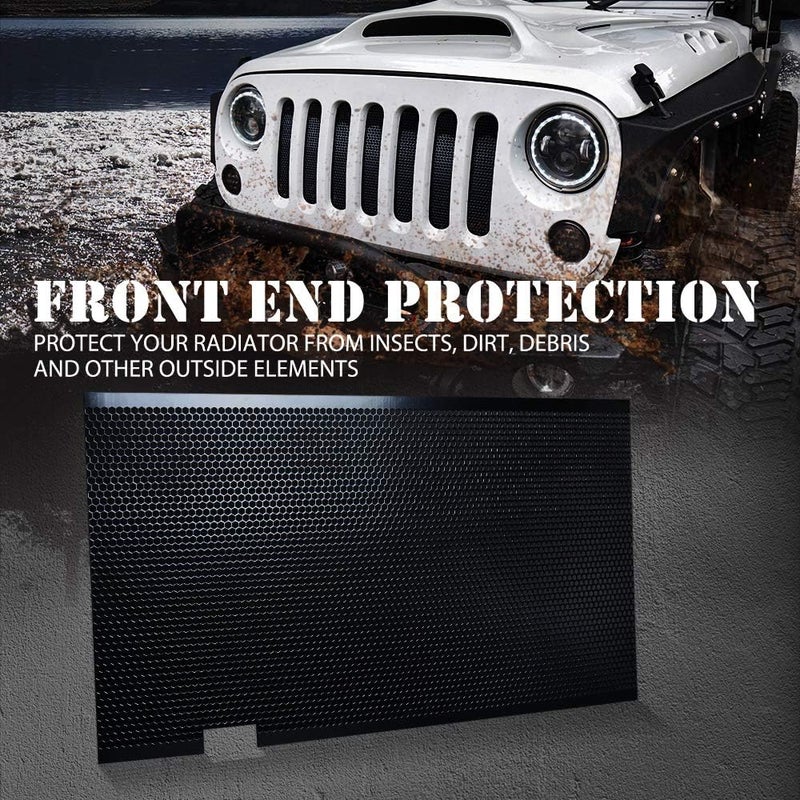 Xprite Black Aluminum Alloy Mesh Insert Compatible with Jeep Wrangler JK JKU 2007-2018 Original Front Hood Matte Grill Grille Grid - Image 3