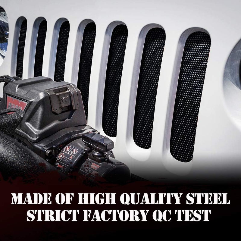 Xprite Black Aluminum Alloy Mesh Insert Compatible with Jeep Wrangler JK JKU 2007-2018 Original Front Hood Matte Grill Grille Grid - Image 4