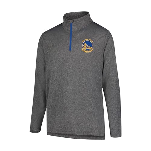 Ultra Game NBA Official Men’s Quarter Zip Long Sleeve Pullover T-Shirt - Unisex, Golden State Warriors, Heather Charcoal, Large - Image 1