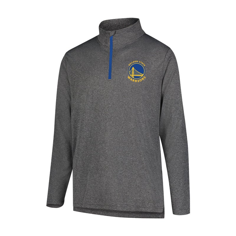 Ultra Game NBA Official Men’s Quarter Zip Long Sleeve Pullover T-Shirt - Unisex, Golden State Warriors, Heather Charcoal, Large - Image 4