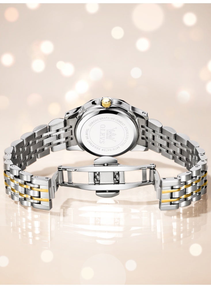 أوليفز ساعة يد نسائية من OLEVS صغيرة من الفولاذ المقاوم للصدأ مقاومة للماء ومضيئة وأنيقة كوارتز تناظرية للسيدات - Image 5