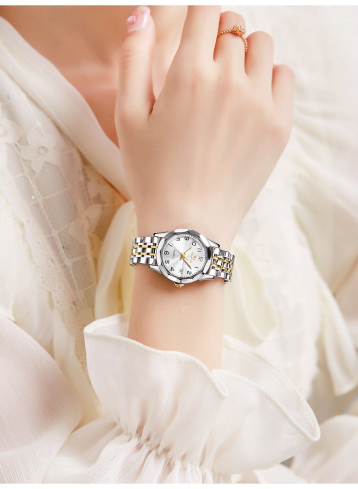 أوليفز ساعة يد نسائية من OLEVS صغيرة من الفولاذ المقاوم للصدأ مقاومة للماء ومضيئة وأنيقة كوارتز تناظرية للسيدات - Image 2