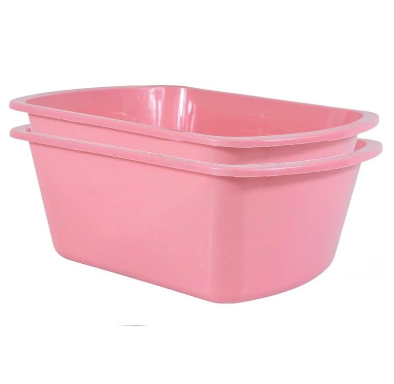 Vakly Wash Basin 7-Quart 【2 Pack】 Pink â€“ Rectangular Plastic Tub with Graduated Markings, Small Portable Soaking Basin for Face Washing, Foot Bath, Laundry u0026 Bedside Care - Image 1