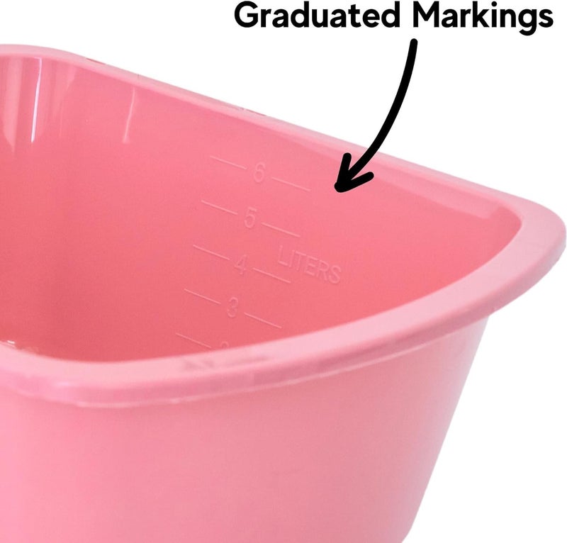 Vakly Wash Basin 7-Quart 【2 Pack】 Pink â€“ Rectangular Plastic Tub with Graduated Markings, Small Portable Soaking Basin for Face Washing, Foot Bath, Laundry u0026 Bedside Care - Image 4