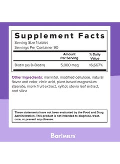 BariMelts Biotin, Dissolvable Bariatric Vitamins, Natural Strawberry Flavor, 90 Fast Melting Tablets  - Image 5