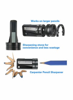 Y&D Carpenter Pencil Set, 6.8" Flat Octagon Hard Black Marking with Sharpener and Silicone Heavy Duty Retractable Pen Holder for Wood Tools  - Image 4
