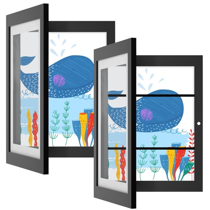 KIDS ART FRAMES ARTWORK PICTURE FRAMES CHANGEABLE FRONT OPENING PICTURE DISPLAY FRAMES HOLDS 118X85INCH 100 A4 PCS ARTWORK DISPLAY STORAGE FRAMES FOR CHILDREN HOME BLACK 2 PACK