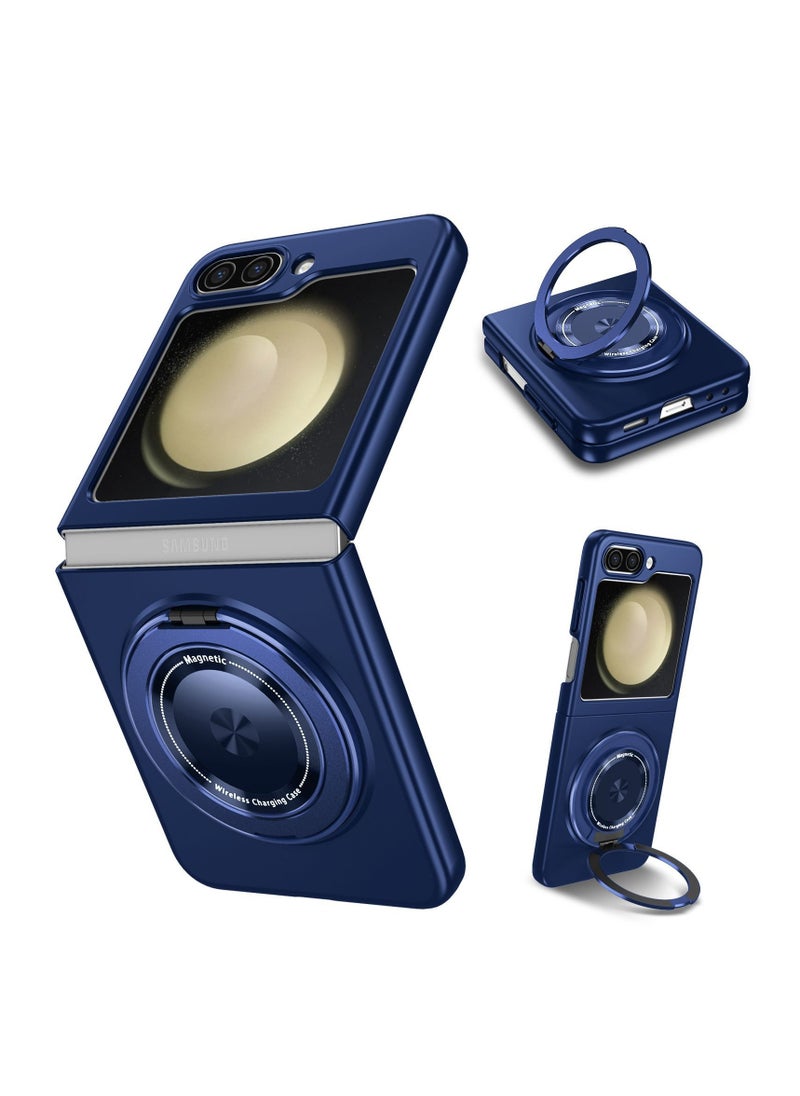General Samsung Galaxy Flip5 Magnetic Case, MagSafe Enabled, with 360 Degree Rotatable Ring Stand, Shockproof and Lightweight Stand, Wireless Charging, Samsung Galaxy Flip5 Hard Case 