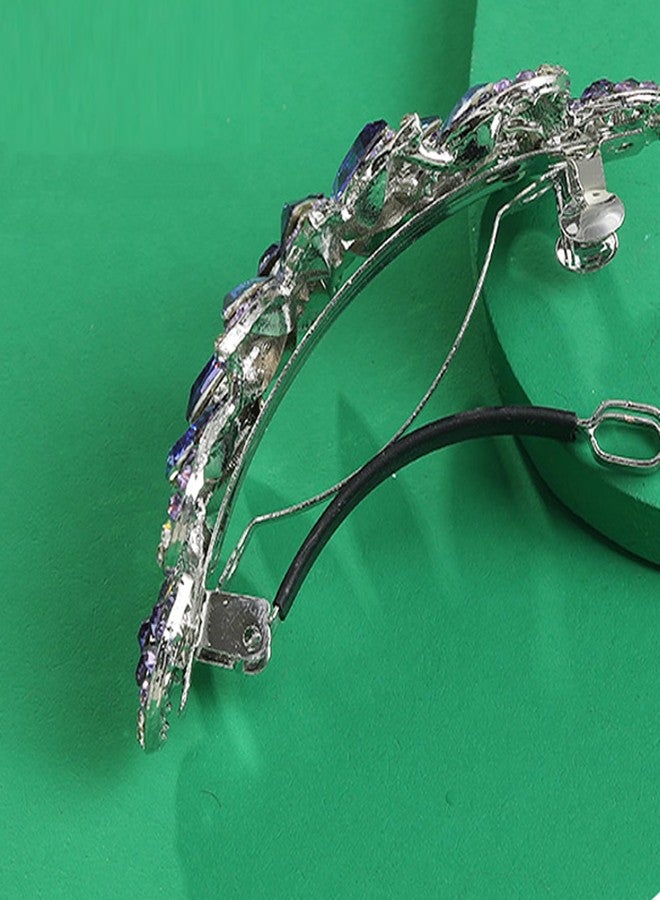 Sankuwen Flower Rhinestone Hairpin Luxury Jewelry Designed Hair Accessory French Barrette Hair Clip (Purple) - Image 4