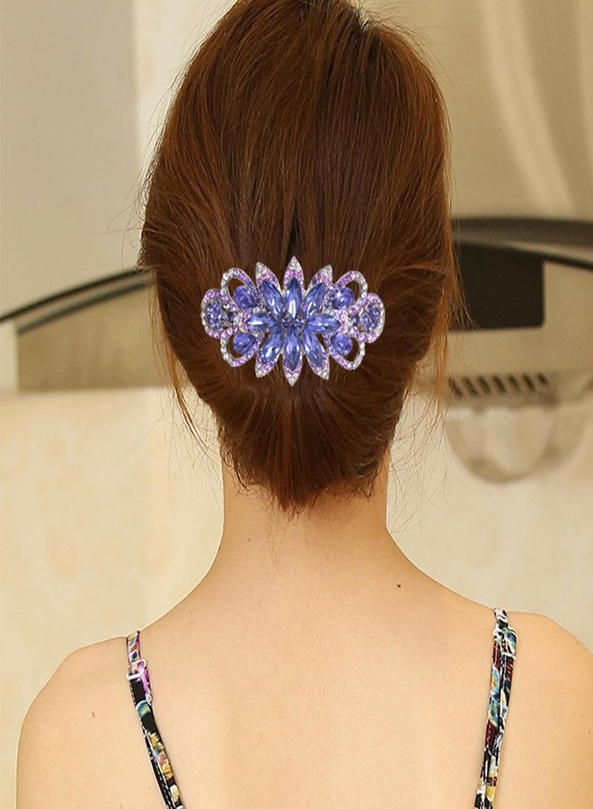 Sankuwen Flower Rhinestone Hairpin Luxury Jewelry Designed Hair Accessory French Barrette Hair Clip (Purple) - Image 3