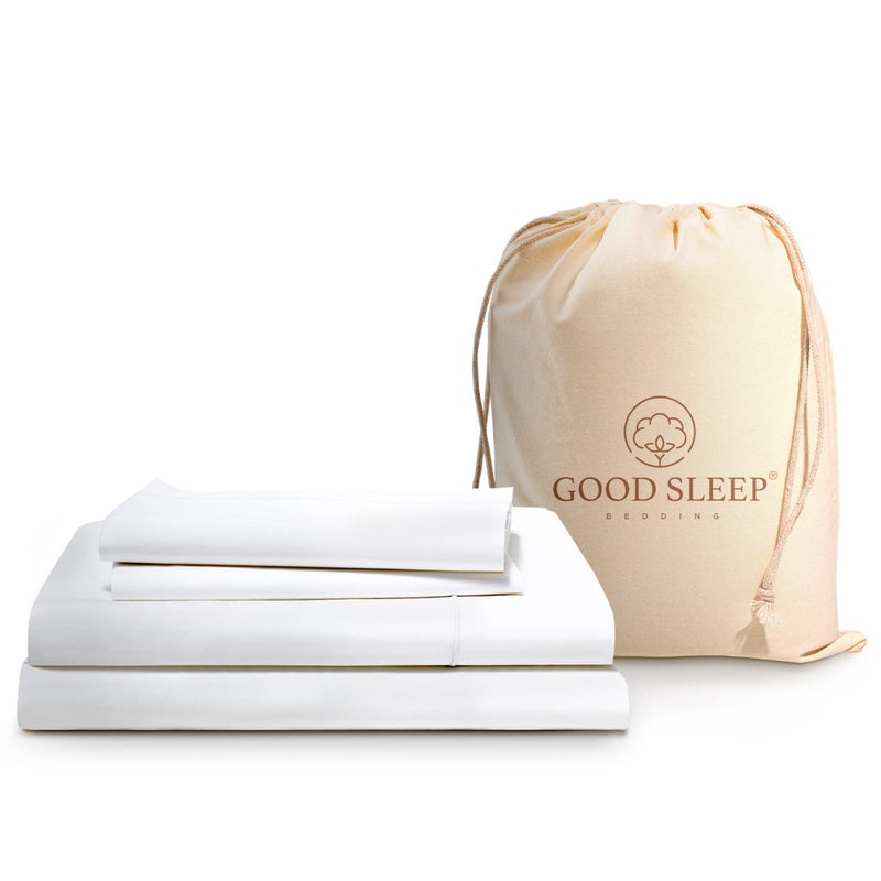 Good Sleep Bedding California King Sheet Sets 4 Pc 100 Cotton Bed Sheets 800 TC Cal King Sheets 16 Deep Pocket California King Sheets Soft Durable California King Bed Sheets White Sheets